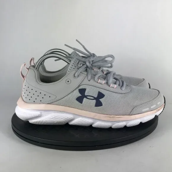 Under Armour Charged Assert 8 Gray/Pink Running Shoes 3021972-105 Women Size 9.5 - Picture 4 of 12
